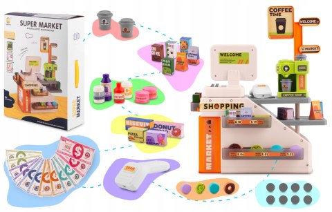 KASA FISKALNA SKLEPOWA INTERAKTYWNA DLA DZIECI DUŻY ZESTAW SKANER EKSPRESS