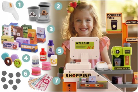 KASA FISKALNA SKLEPOWA INTERAKTYWNA DLA DZIECI DUŻY ZESTAW SKANER EKSPRESS