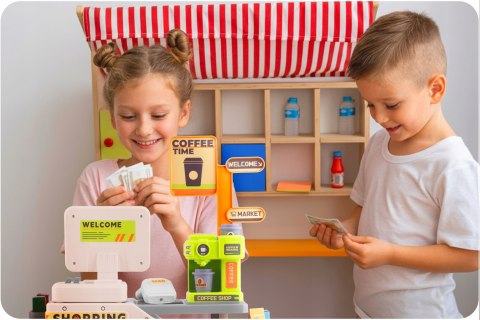 KASA FISKALNA SKLEPOWA INTERAKTYWNA DLA DZIECI DUŻY ZESTAW SKANER EKSPRESS