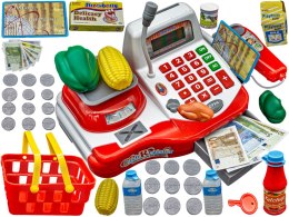 KASA FISKALNA SUPERMARKET SKLEP PRODUKTY KOSZYK MIKROFON SKANER WAGA MONETY