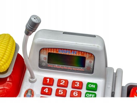 KASA FISKALNA SUPERMARKET SKLEP PRODUKTY KOSZYK MIKROFON SKANER WAGA MONETY