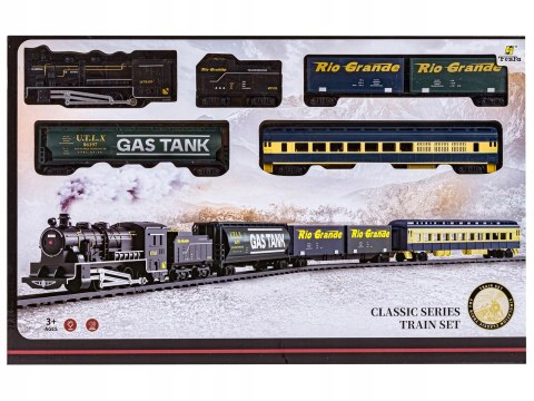 KOLEJKA ELEKTRYCZNA KLASYCZNA POCIĄG TOWAROWY 4 WAGONY DŹWIĘKI ŚWIATŁO