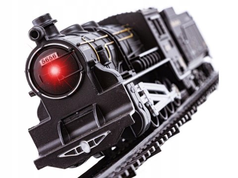 KOLEJKA ELEKTRYCZNA KLASYCZNA POCIĄG TOWAROWY 4 WAGONY DŹWIĘKI ŚWIATŁO