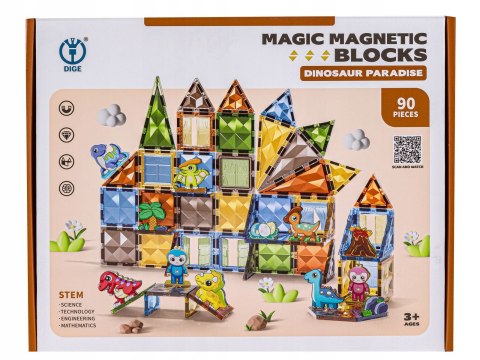 KONSTRUKCYJNE KLOCKI MAGNETYCZNE PARK DINOZAURÓW 90 EL. KONSTRUKCYJNE KLOCKI MAGNETYCZNE PARK DINOZAURÓW 90 EL.