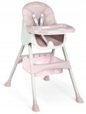 KRZESEŁKO DO KARMIENIA MILO DLA DZIECI SKŁADANE TACKA RÓŻOWE
