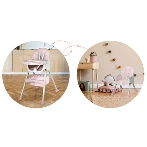 KRZESEŁKO DO KARMIENIA MILO DLA DZIECI SKŁADANE TACKA RÓŻOWE