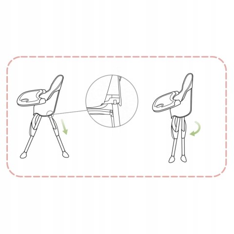 KRZESEŁKO DO KARMIENIA MILO DLA DZIECI SKŁADANE TACKA RÓŻOWE