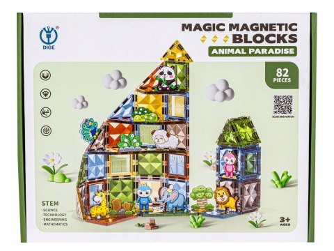 Klocki Konstrukcyjne Magnetyczne 82el. Zwierzęta Figury Budowlane Klocki Konstrukcyjne Magnetyczne 82el. Zwierzęta Figury Budowlane