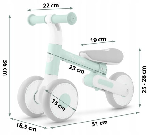Lekki Rowerek Biegowy Trójkołowy Jeździk dla Dzieci Zielony Jakość