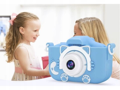 APARAT CYFROWY DLA DZIECI Z GRAMI KAMERA GRY KOTEK POKROWIEC NIEBIESKI