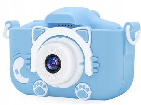 APARAT CYFROWY DLA DZIECI Z GRAMI KAMERA GRY KOTEK POKROWIEC NIEBIESKI