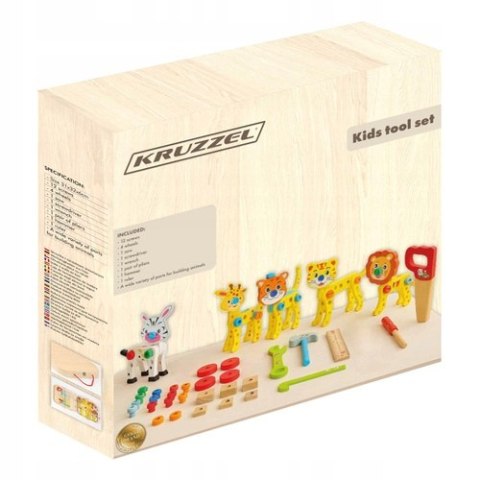 Drewniana Skrzynka Narzędziowa dla Dzieci Zestaw Majsterkowicza Narzędzia