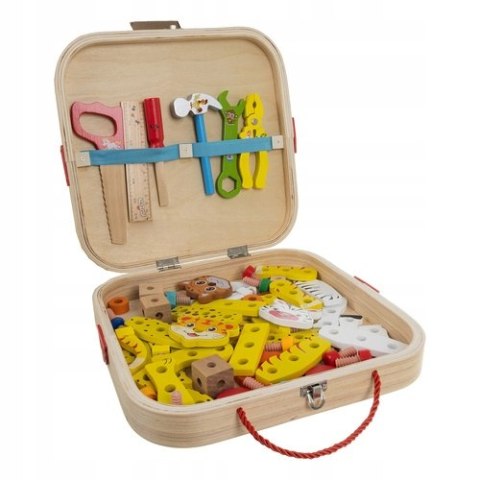 Drewniana Skrzynka Narzędziowa dla Dzieci Zestaw Majsterkowicza Narzędzia