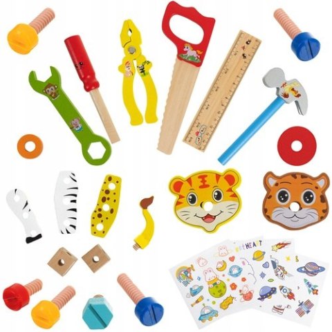 Drewniana Skrzynka Narzędziowa dla Dzieci Zestaw Majsterkowicza Narzędzia