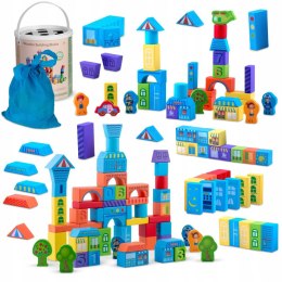 Klocki drewniane edukacyjne układanka zestaw sorter 100 szt.