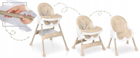 Krzesełko do Karmienia dla Dzieci Regulowane Fotelik 3w1 Tacka Beżowe