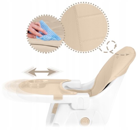 Krzesełko do Karmienia dla Dzieci Regulowane Fotelik 3w1 Tacka Beżowe