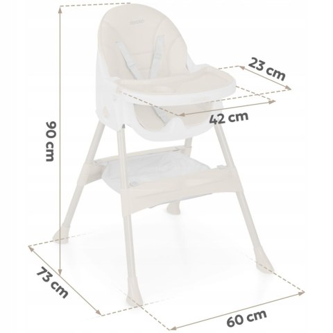 Krzesełko do Karmienia dla Dzieci Regulowane Fotelik 3w1 Tacka Beżowe