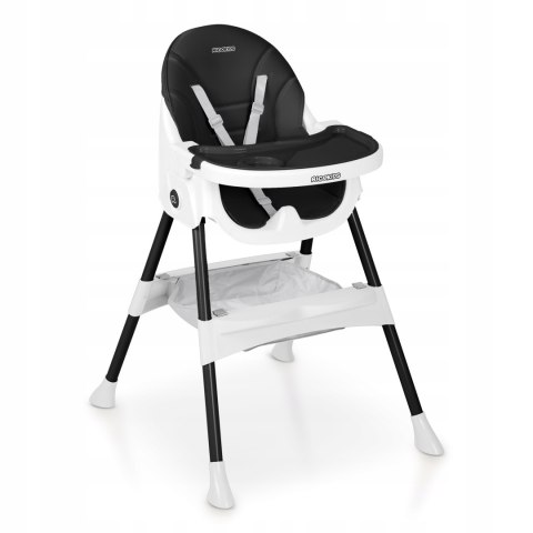 Krzesełko do Karmienia dla Dzieci Regulowane Fotelik 3w1 Tacka Czarne
