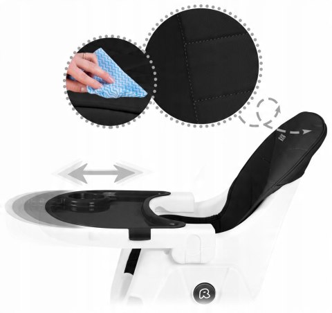 Krzesełko do Karmienia dla Dzieci Regulowane Fotelik 3w1 Tacka Czarne