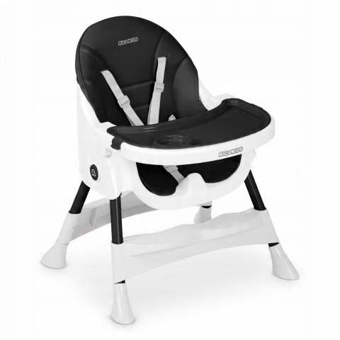 Krzesełko do Karmienia dla Dzieci Regulowane Fotelik 3w1 Tacka Czarne