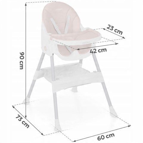 Krzesełko do Karmienia dla Dzieci Regulowane Fotelik 3w1 Tacka Różowe