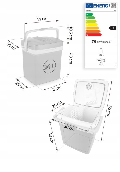 LODÓWKA TURYSTYCZNA SAMOCHODOWA 12V/230V USB FUNKCJA GRZANIA 26L