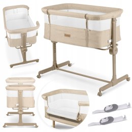 Łóżeczko Dziecięce Składane Turystyczne Niemowlęce Kółka 0-5m 9kg Beżowe