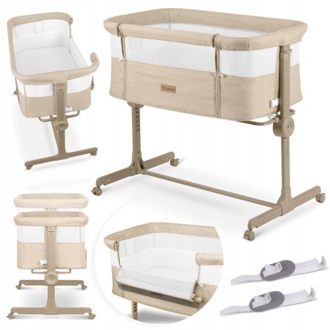 Łóżeczko Dziecięce Składane Turystyczne Niemowlęce Kółka 0-5m 9kg Beżowe