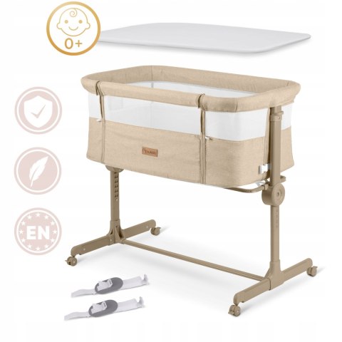 Łóżeczko Dziecięce Składane Turystyczne Niemowlęce Kółka 0-5m 9kg Beżowe