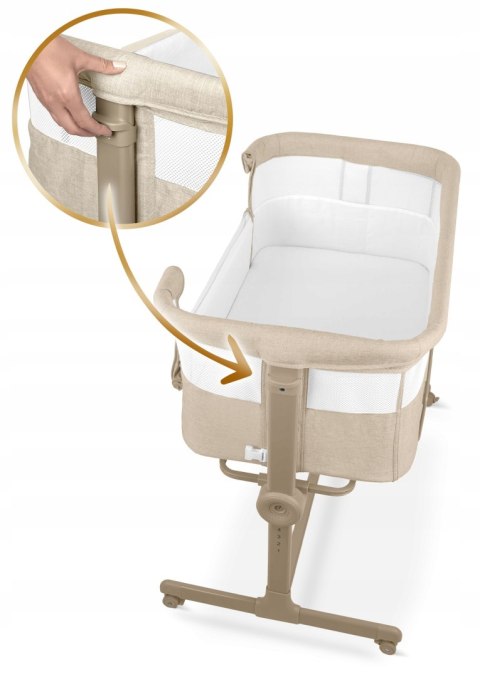 Łóżeczko Dziecięce Składane Turystyczne Niemowlęce Kółka 0-5m 9kg Beżowe