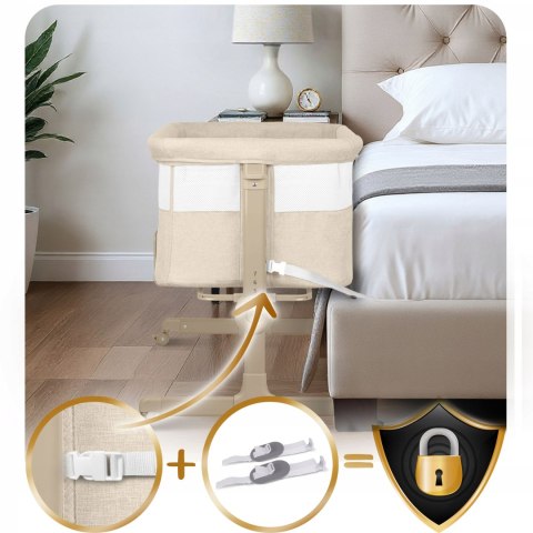 Łóżeczko Dziecięce Składane Turystyczne Niemowlęce Kółka 0-5m 9kg Beżowe