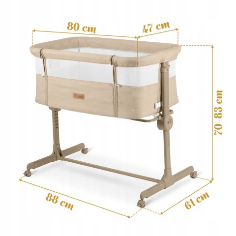 Łóżeczko Dziecięce Składane Turystyczne Niemowlęce Kółka 0-5m 9kg Beżowe