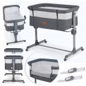 Łóżeczko Dziecięce Składane Turystyczne Niemowlęce Kółka 0-5m 9kg Szare