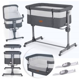 Łóżeczko Dziecięce Składane Turystyczne Niemowlęce Kółka 0-5m 9kg Szare