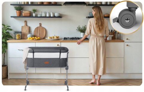 Łóżeczko Dziecięce Składane Turystyczne Niemowlęce Kółka 0-5m 9kg Szare