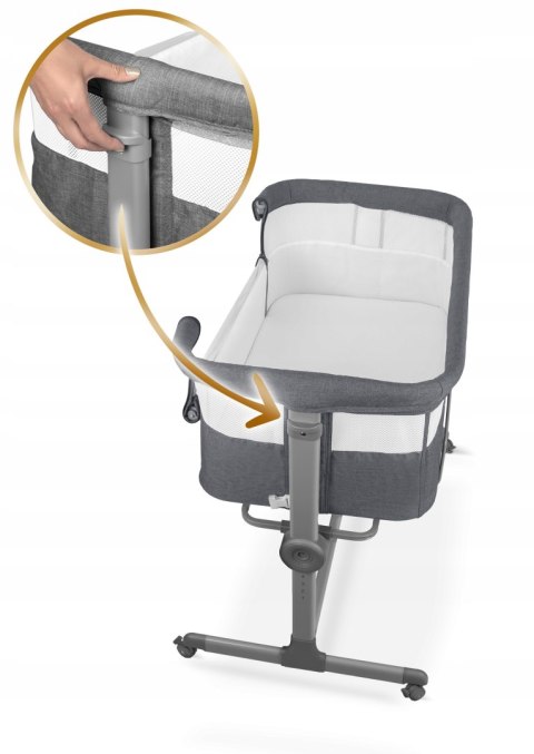 Łóżeczko Dziecięce Składane Turystyczne Niemowlęce Kółka 0-5m 9kg Szare