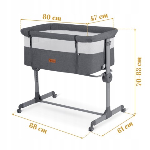 Łóżeczko Dziecięce Składane Turystyczne Niemowlęce Kółka 0-5m 9kg Szare