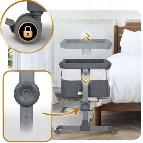 Łóżeczko Dziecięce Składane Turystyczne Niemowlęce Kółka 0-5m 9kg Szare