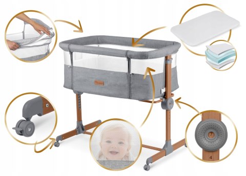 Łóżeczko Dziecięce Składane Turystyczne Niemowlęce Kółka Regulacja 0-5m 9kg