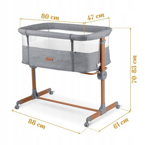 Łóżeczko Dziecięce Składane Turystyczne Niemowlęce Kółka Regulacja 0-5m 9kg