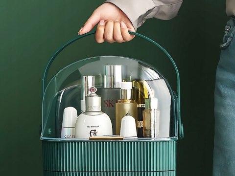 ORGANIZER NA KOSMETYKI Z SZUFLADAMI KUFEREK POJEMNY DUŻY UCHWYT ELEGANCKI ORGANIZER NA KOSMETYKI Z SZUFLADAMI KUFEREK POJEMNY DUŻY UCHWYT ELEGANCKI