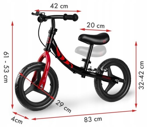 ROWEREK BIEGOWY DLA DZIECI LEKKI KOŁA EVA HAMULEC CZARNY