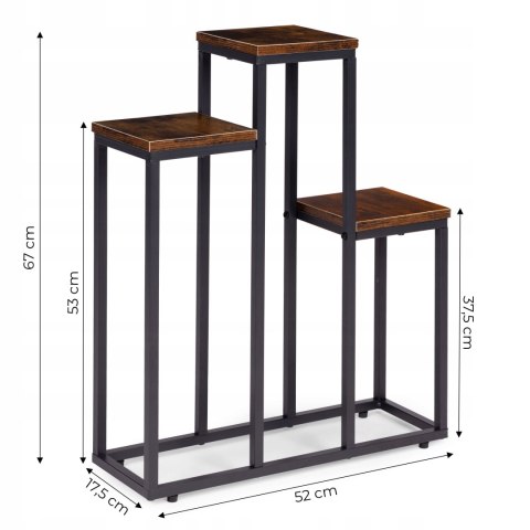 Stojący Kwietnik Stojak na Kwiaty Ozdoby 3 Półki Styl Loft Stojący Kwietnik Stojak na Kwiaty Ozdoby 3 Półki Styl Loft