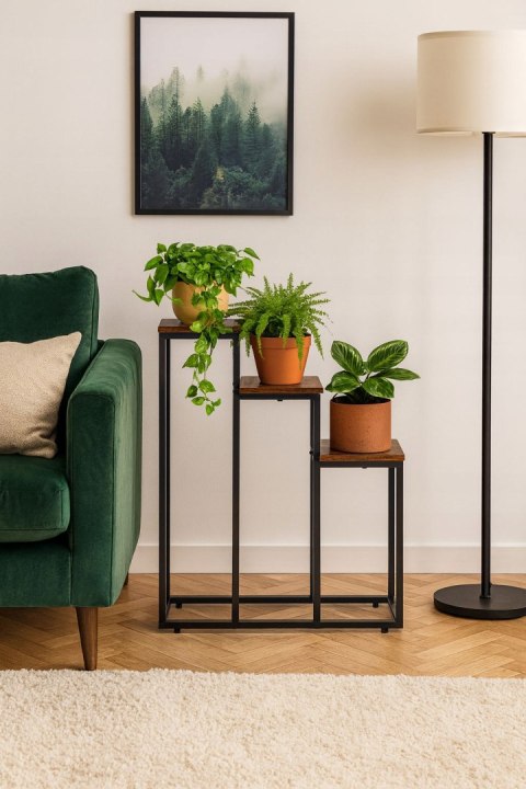 Stojący Kwietnik Stojak na Kwiaty Ozdoby 3 Poziomy Styl Loft Stojący Kwietnik Stojak na Kwiaty Ozdoby 3 Poziomy Styl Loft
