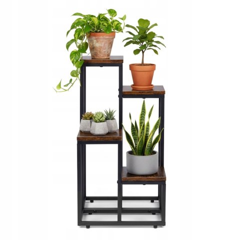 Stojący Kwietnik Stojak na Kwiaty Ozdoby 4 Poziomy Styl Loft Czarny Stojący Kwietnik Stojak na Kwiaty Ozdoby 4 Poziomy Styl Loft Czarny
