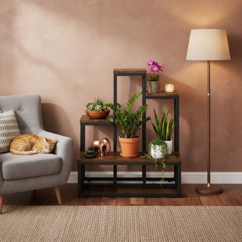 Stojący Kwietnik Stojak na Kwiaty Ozdoby 4 Poziomy Styl Loft Stojący Kwietnik Stojak na Kwiaty Ozdoby 4 Poziomy Styl Loft