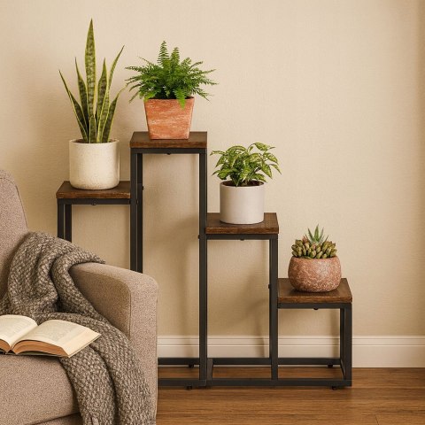 Stojący Kwietnik Stojak na Kwiaty Ozdoby 4 Poziomy Styl Loft Stojący Kwietnik Stojak na Kwiaty Ozdoby 4 Poziomy Styl Loft