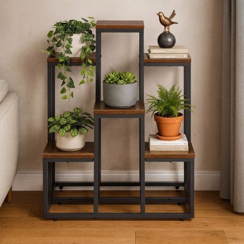 Stojący Kwietnik Stojak na Kwiaty Ozdoby 6 Poziomów Styl Loft Stojący Kwietnik Stojak na Kwiaty Ozdoby 6 Poziomów Styl Loft