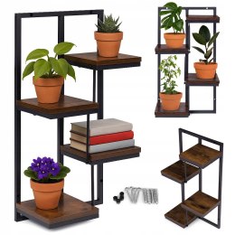 WISZĄCY KWIETNIK NA KWIATKI ROŚLINY KSIĄŻKI STYL LOFT DO SALONU 4 POZIOMY
